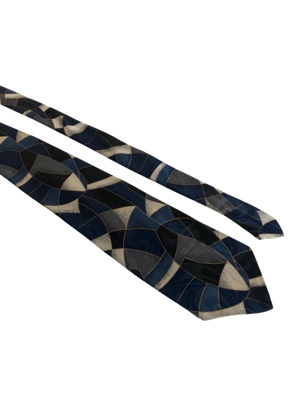 David Taylor Geometric Tie Blue Black Polyester Mens Necktie Office Formal Gift